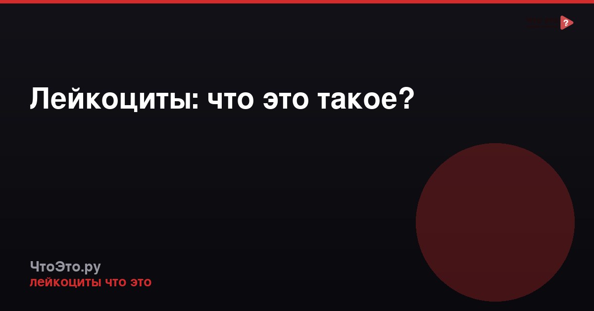 Лейкоциты: что это такое?