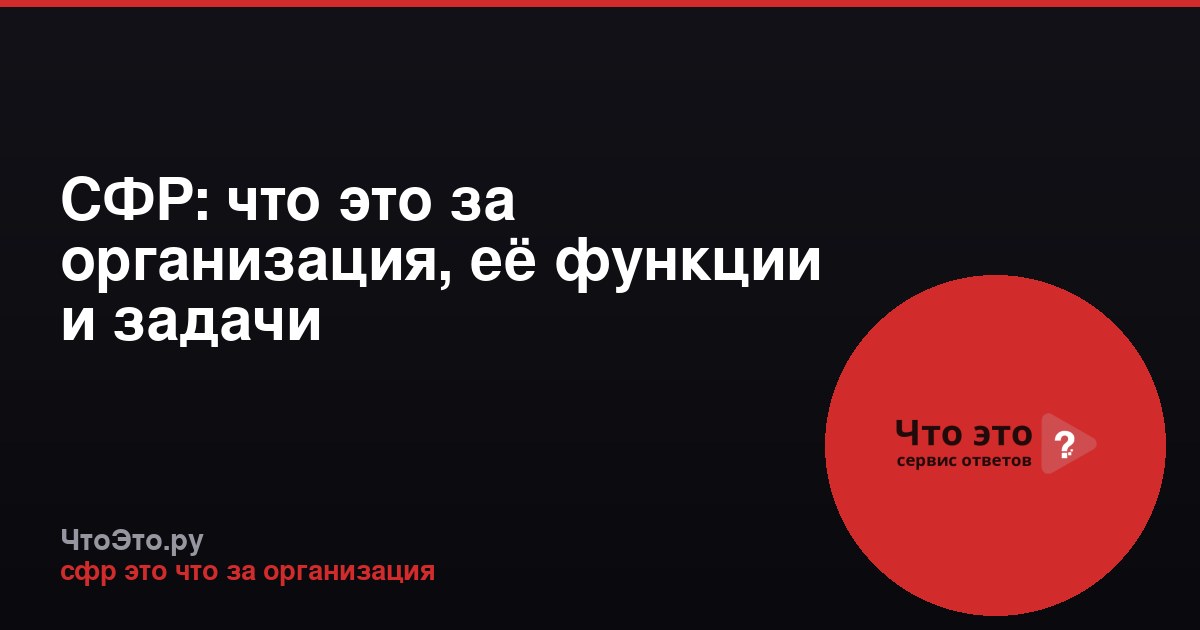 СФР: что это за организация, её функции и задачи