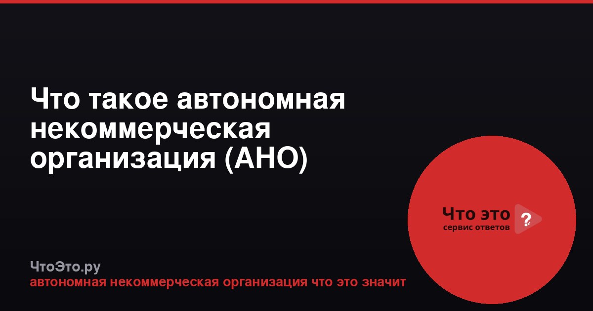 Что такое автономная некоммерческая организация (АНО)