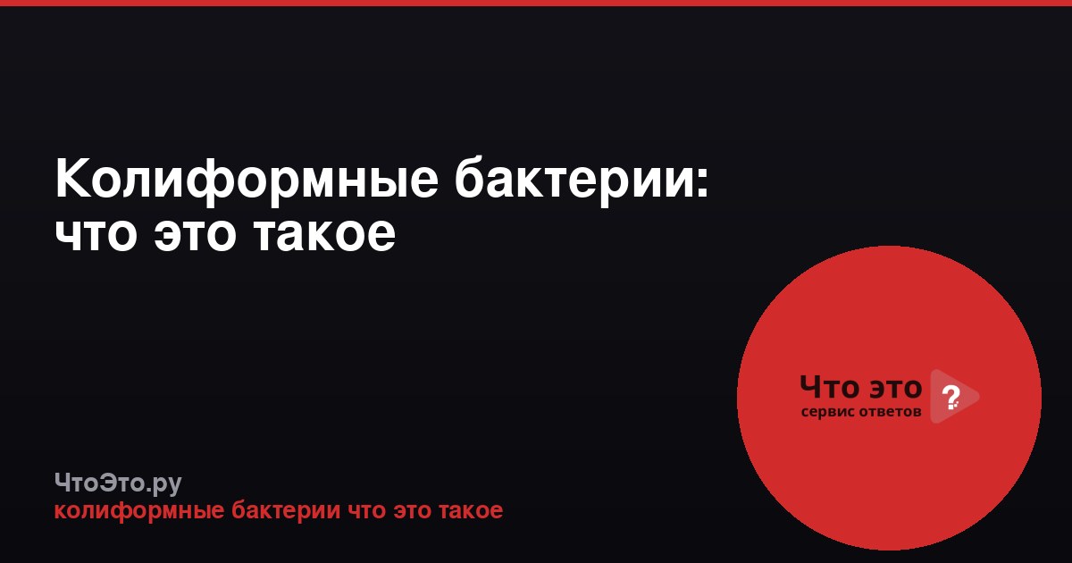 Колиформные бактерии: что это такое