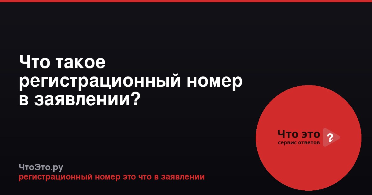 Что такое регистрационный номер в заявлении?