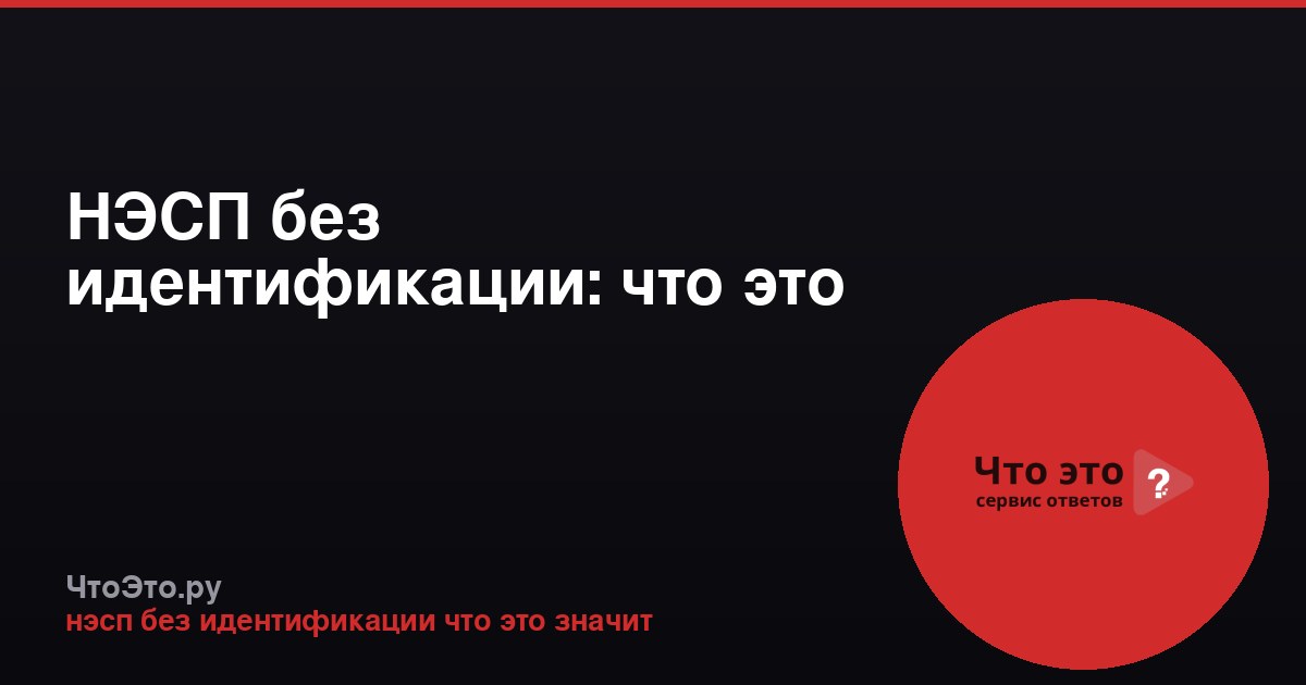 НЭСП без идентификации: что это