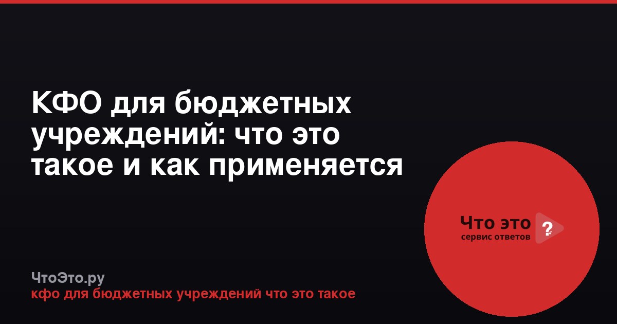 КФО для бюджетных учреждений: что это такое и как применяется