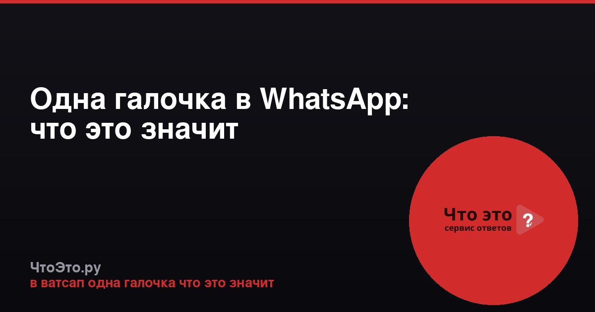Одна галочка в WhatsApp: что это значит