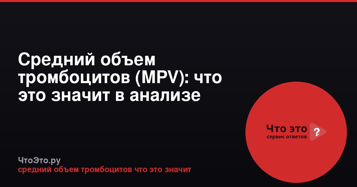 Средний объем тромбоцитов (MPV): что это значит в анализе крови