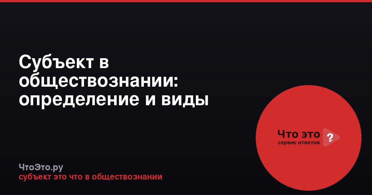Субъект в обществознании: определение и виды