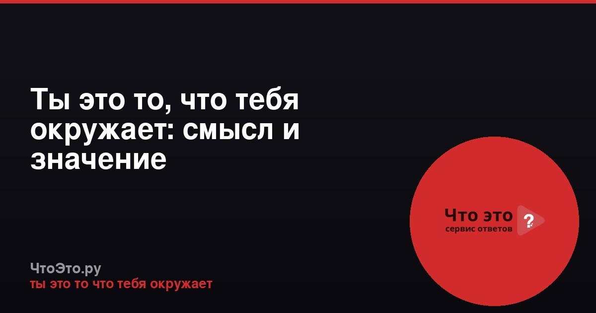 Ты это то, что тебя окружает: смысл и значение