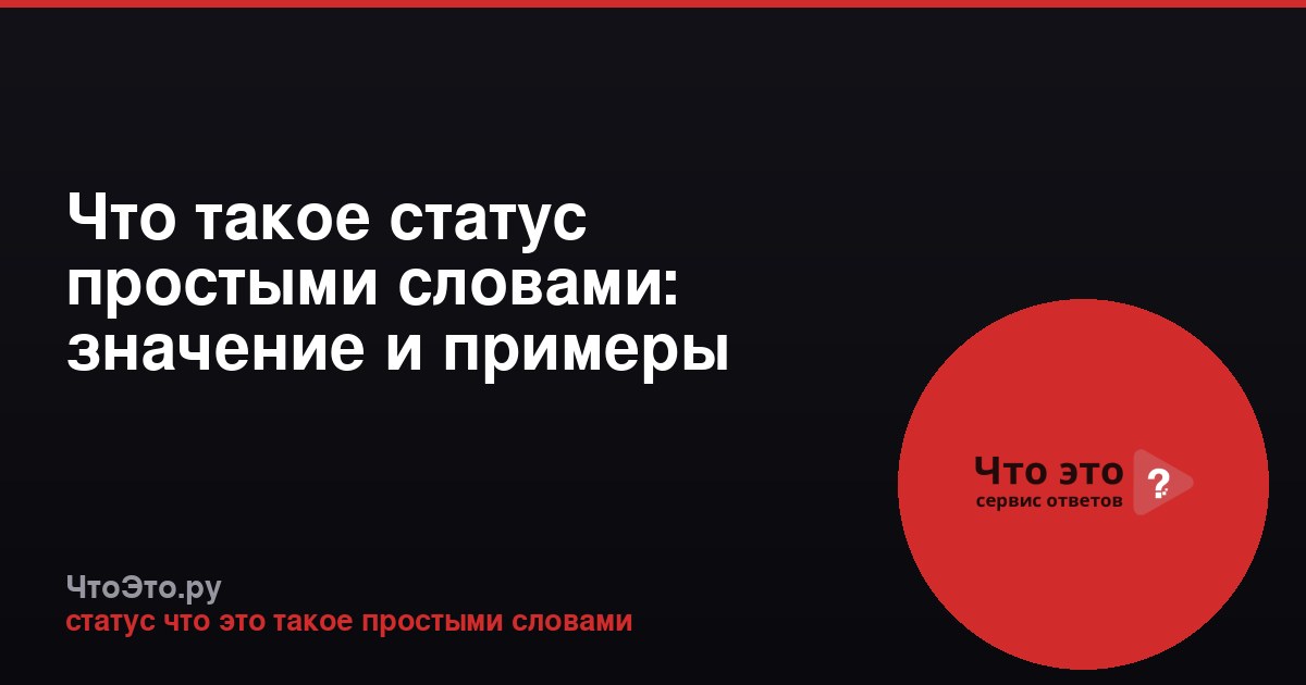 Что такое статус простыми словами: значение и примеры