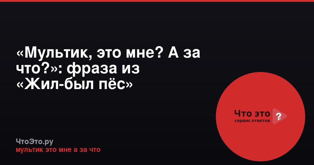 «Мультик, это мне? А за что?»: фраза из «Жил-был пёс»
