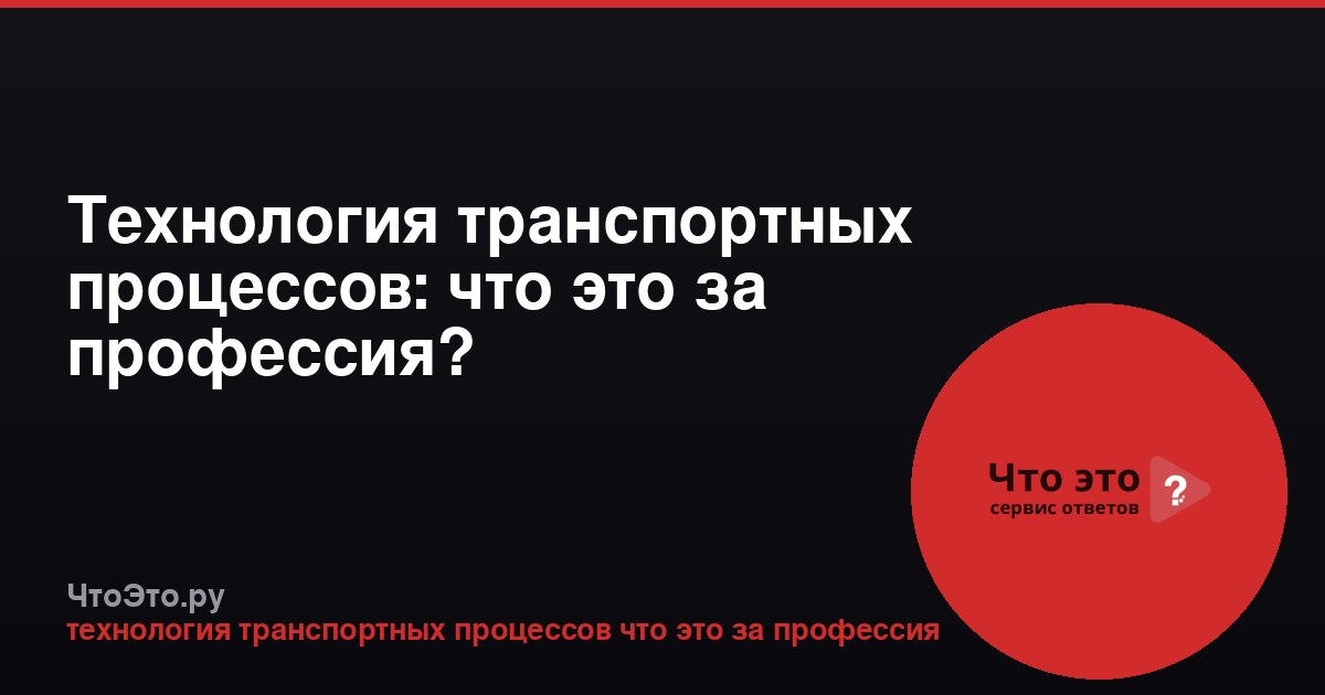 Технология транспортных процессов: что это за профессия?