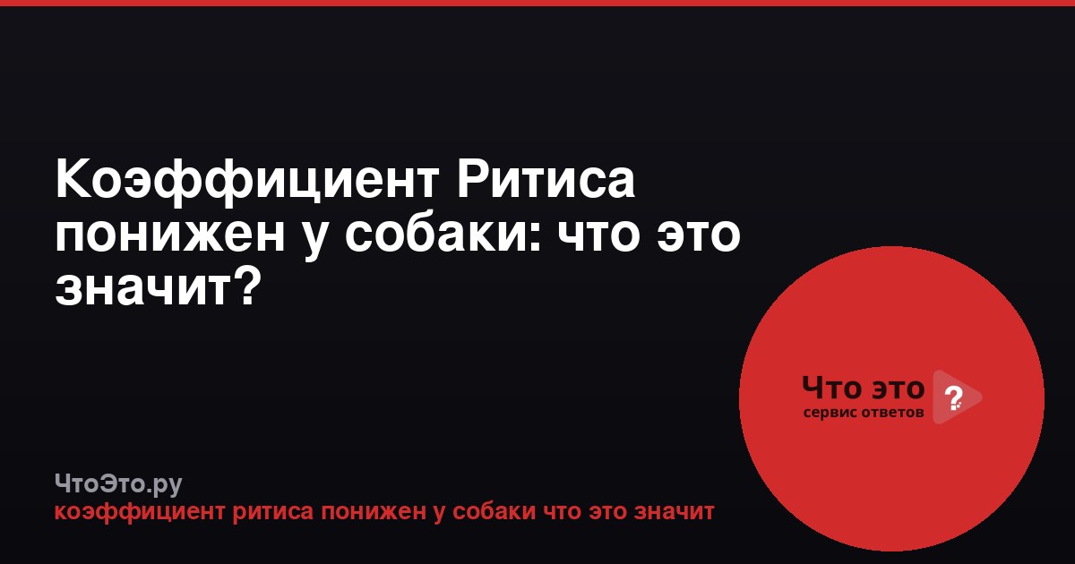 Коэффициент Ритиса понижен у собаки: что это значит?