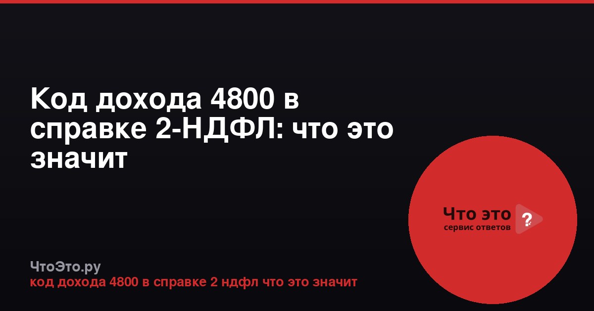 Код дохода 4800 в справке 2-НДФЛ: что это значит
